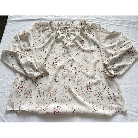 A New Day Womens XXL Peasant Blouse Ruffle Neck Long Sleeve Abstract Print - Picture 8 of 10